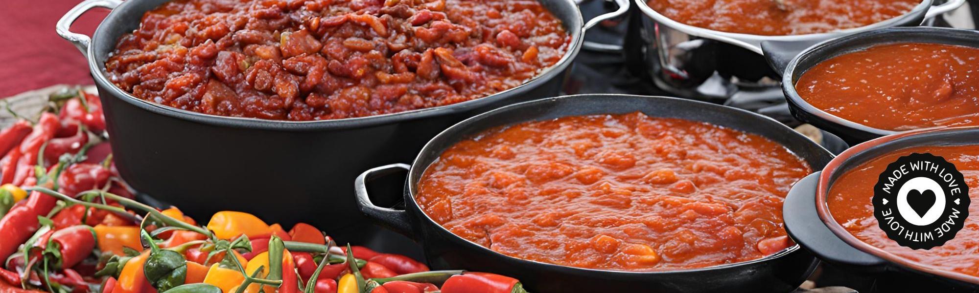 Pots of chili