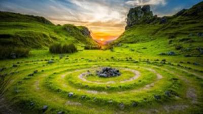 Earth labrynth and sunset